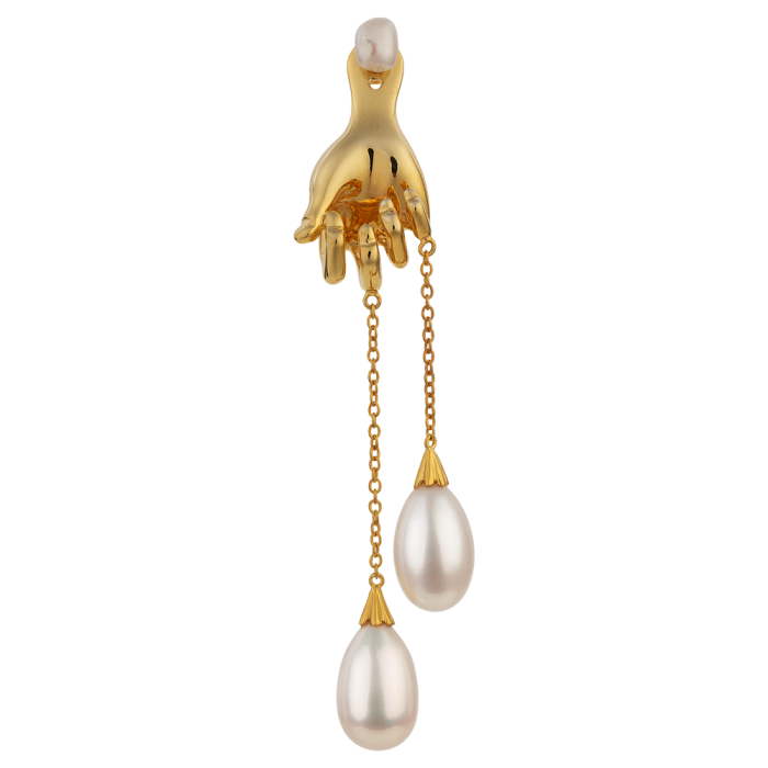 Anissa Kermiche gold-plated silver and pearl Grab Them By The Balls earring, £165