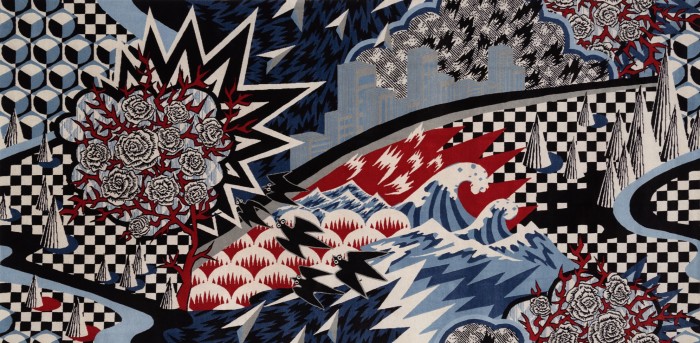 Floor_Story with Eley Kishimoto hand-knotted Tibetan wool Graphic Fairytale rug, from £1,200