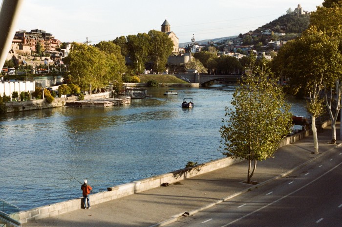 The view over the Mtkvari, the river that runs through Tbilisi and out into the Caspian Sea