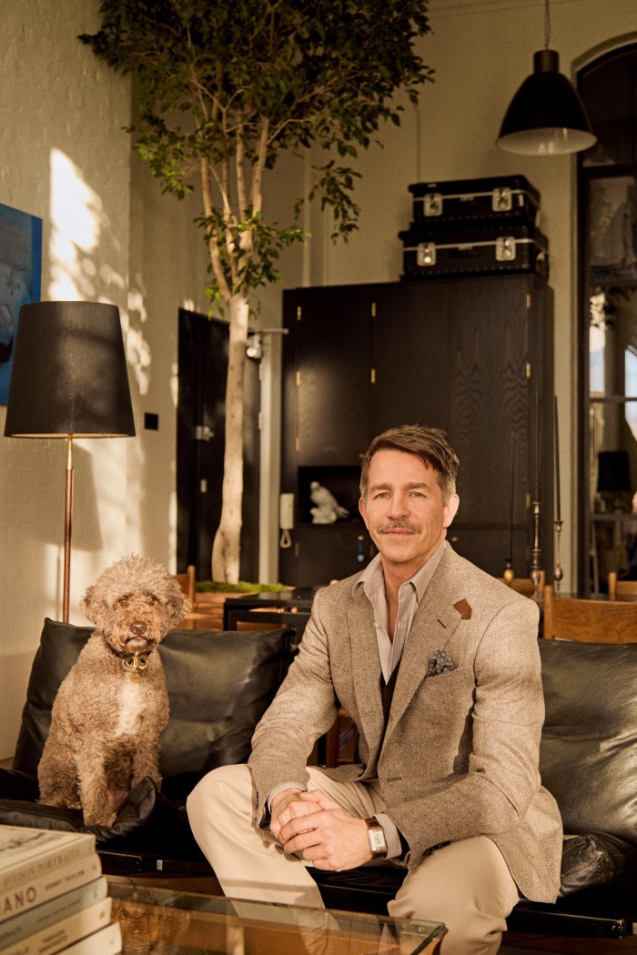 Holloway with his dog, Penny, a Lagotto Romagnolo