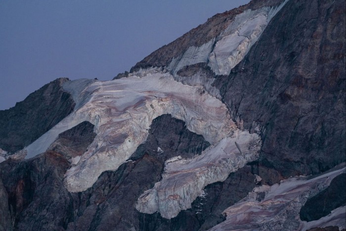 Glaciers on a mountainside near Grenoble