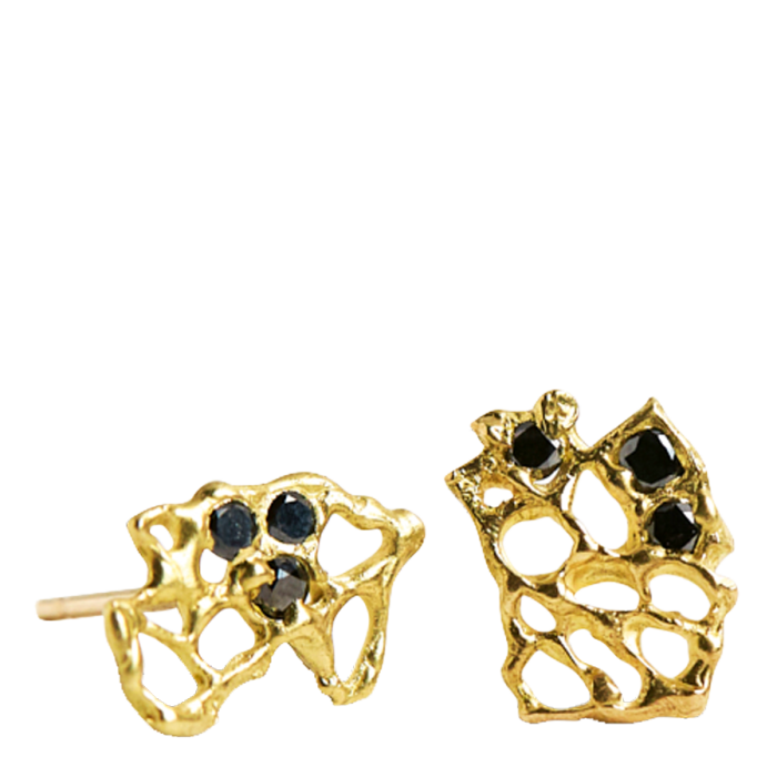 Laura Caspi 18ct-gold and black diamond Venus Fan earrings, $975