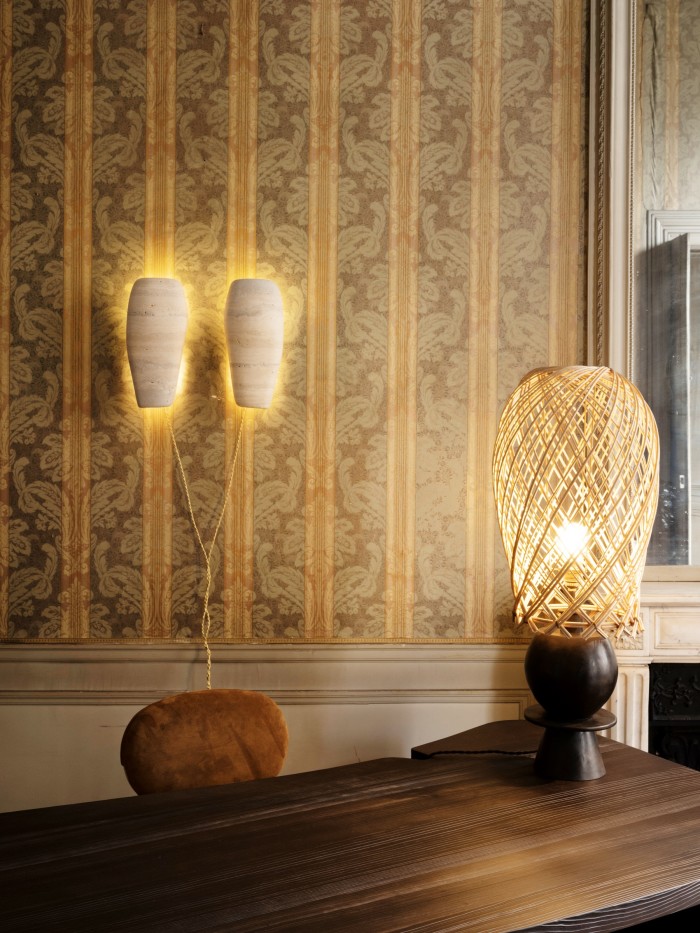 Charles Zana Island wall lamp, about €5,000, and Kéa table lamp, about €9,900