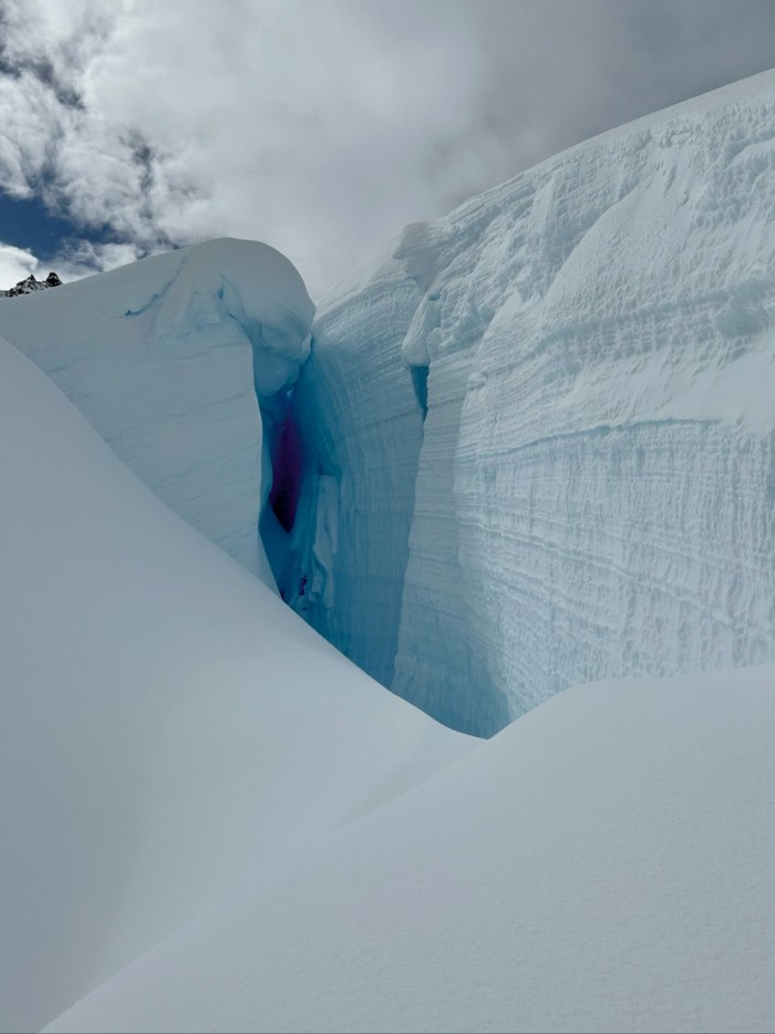 Crevasses were a common sight on climbs