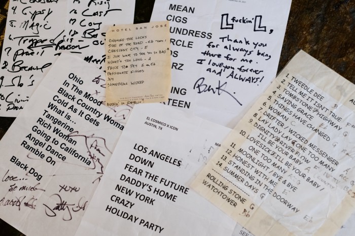 Some of the setlists Lambert has collected at concerts