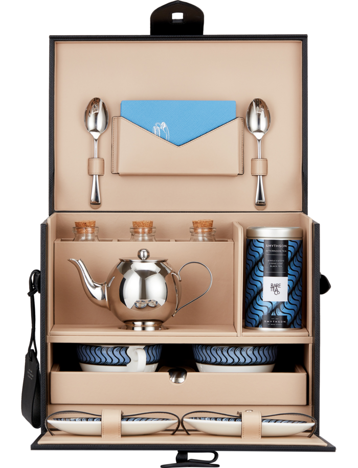 Smythson crossgrain-leather-cased Panama tea set, £2,995