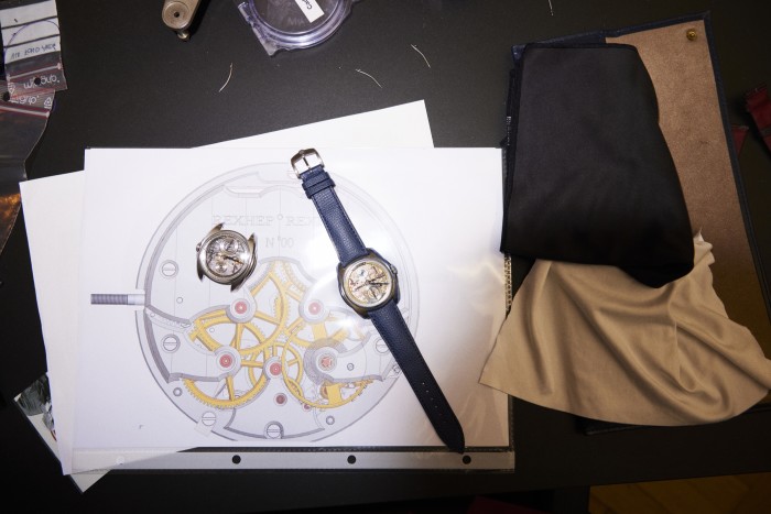 An Akrivia watch in Rexhepi’s workshop in Geneva
