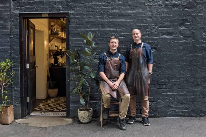 Bowen Holden, left, and Pip Heath, owners of Patricia, Melbourne