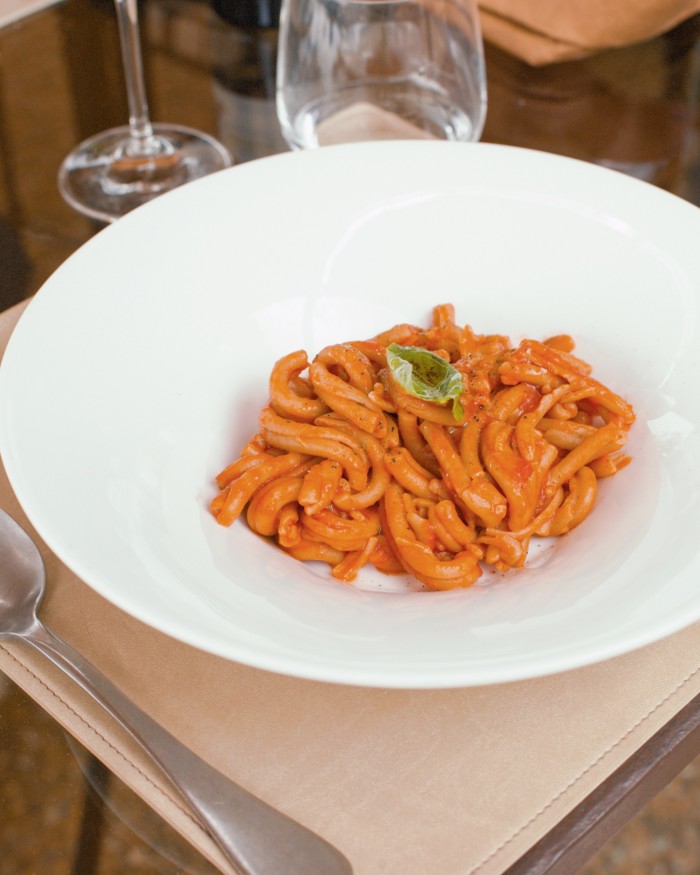 Spelt casarecce pasta with tomato purée