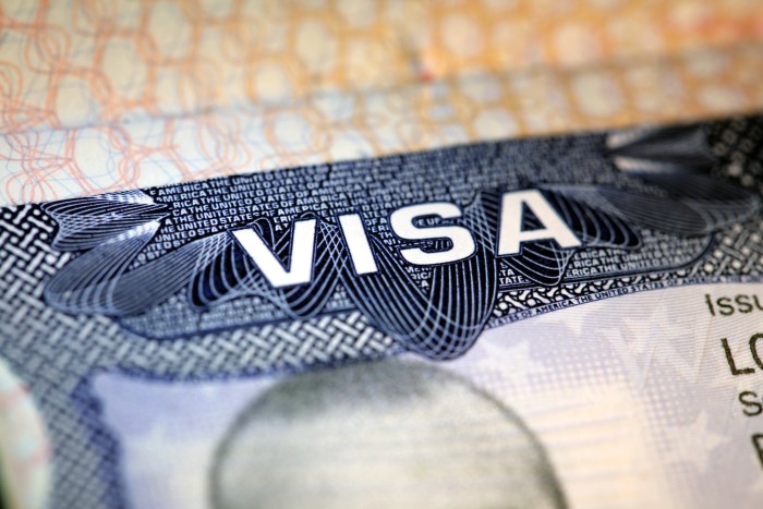 macro view of an old US visa