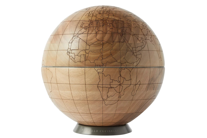 Brunello Cucinelli walnut engraved globe, £1,440, matchesfashion.com