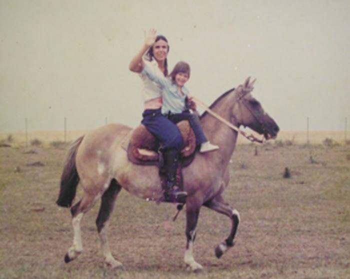 As a child, riding with her mother on the family ranch in Uruguay