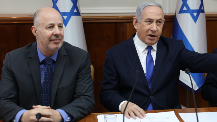 National security adviser Tzachi Hanegbi with Israeli Prime Minister Benjamin Netanyahu