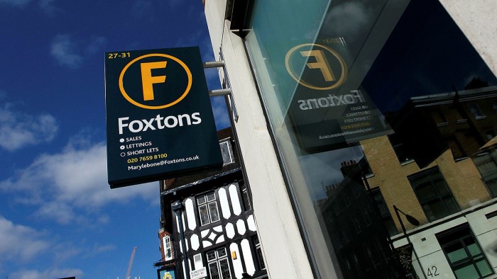 A Foxtons sign in Marylebone, central London