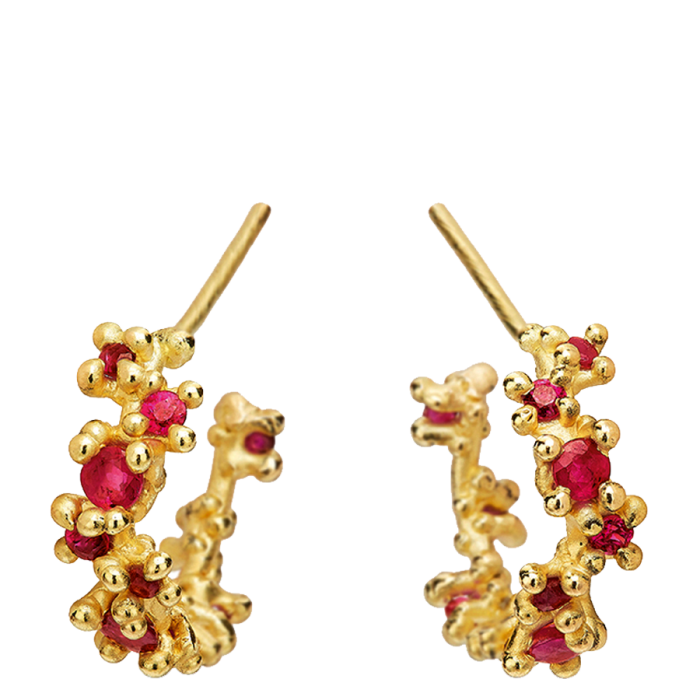 Ruth Tomlinson gold and ruby Hoop earrings, £1,200