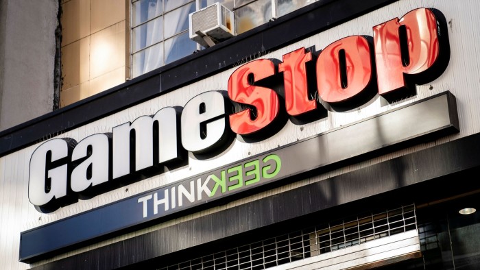 A GameStop store sign in New York