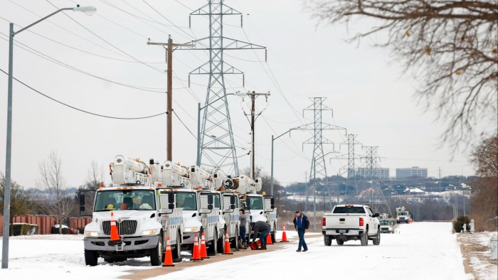 Pike Electric service trucks line up after a snow storm
