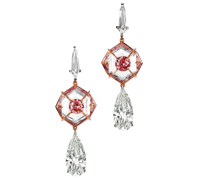 Boghossian rose- and white-gold Kissing earrings with pink and white diamonds, collection from £23,000