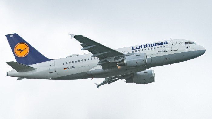 A Lufthansa A319 passenger plane taking off