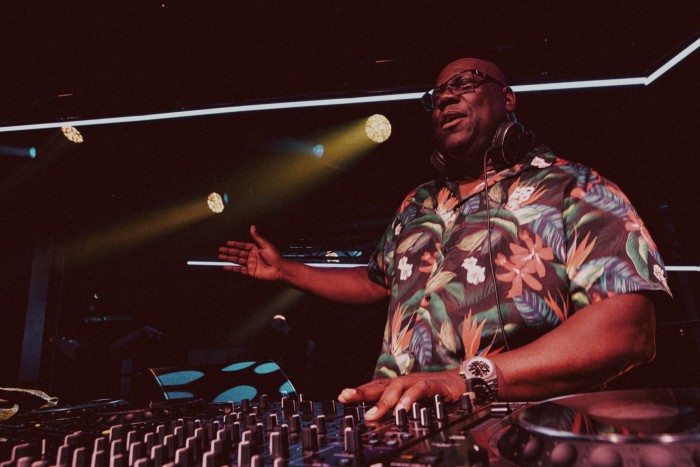 DJ and producer Carl Cox at the vinyl turntables
