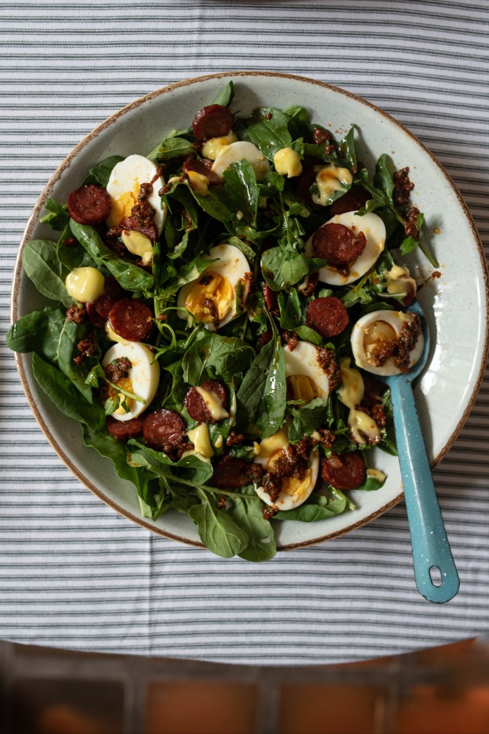 An egg and chorizo salad