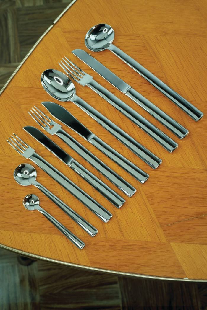 Alessi produces Hoffmann’s modernist 1906 Rundes Modell cutlery, £520 for a 24-piece set