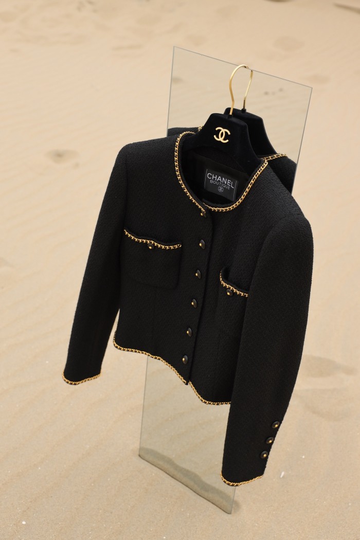 Chanel collarless little black jacket from the 1995 autumn/winter collection