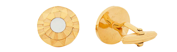 Lanvin gold-plated brass and mother-of-pearl embossed cufflinks, £240, selfridges.com