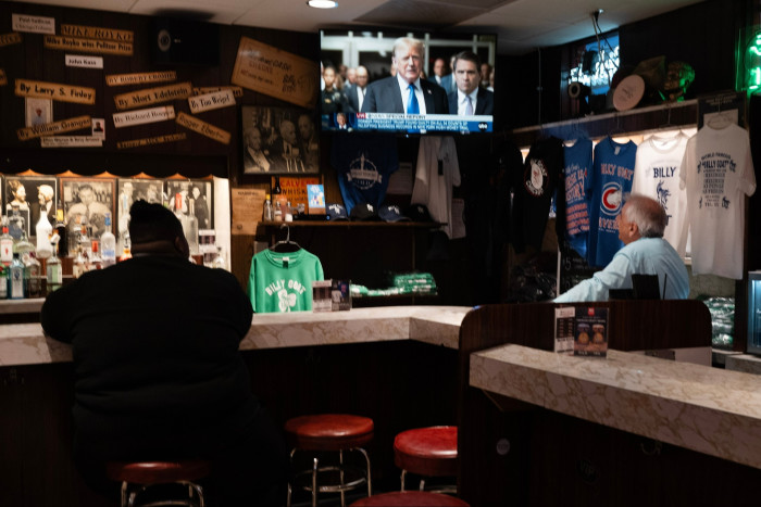 The verdict in Donald Trump’s ‘hush money’ trial is broadcast at the Billy Goat Tavern in Chicago