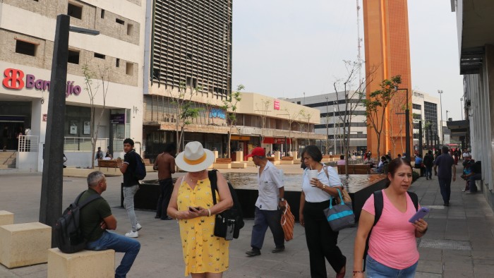 People walk around in Guadalajara, Mexico