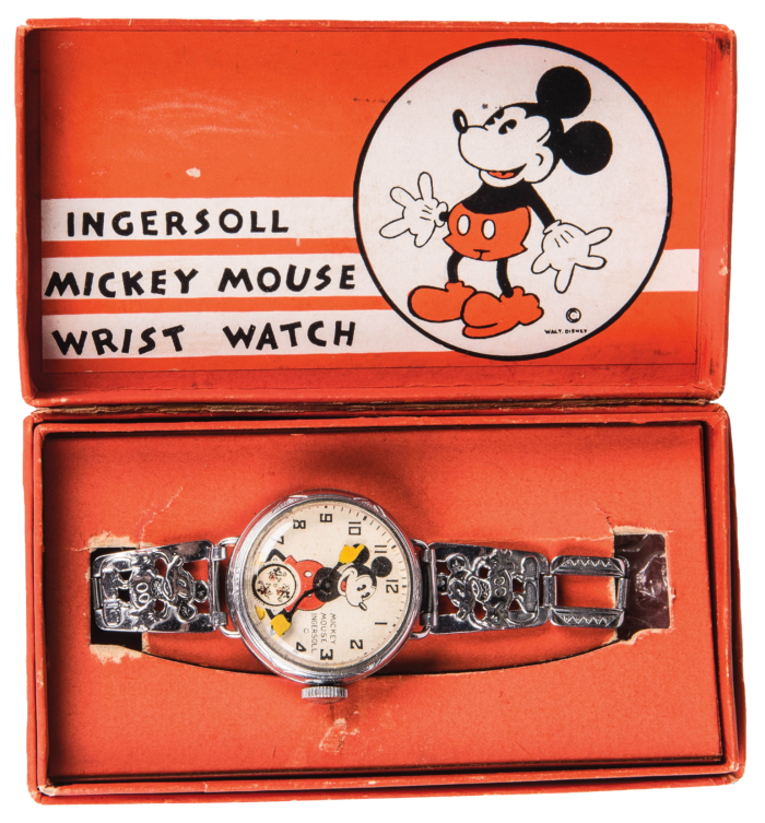 Placed inside a box is a watch featuring Mickey Mouse 