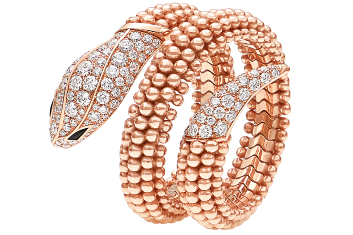 Bulgari pink-gold and diamond Serpenti ring, £15,500