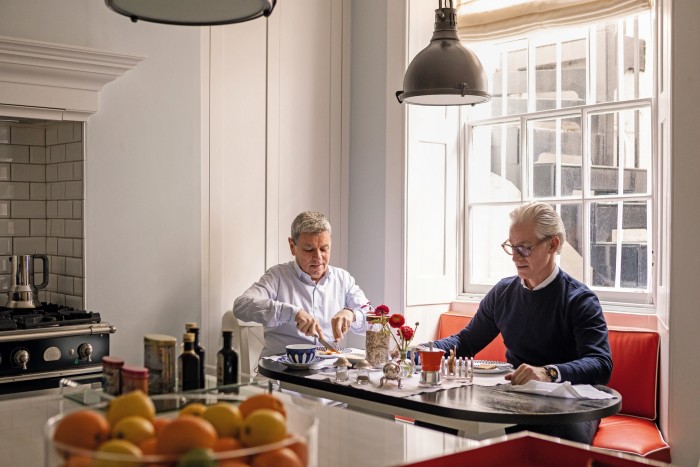 Girao and Byrnes eat at the Studio Wilson-Copp breakfast table in the kitchen