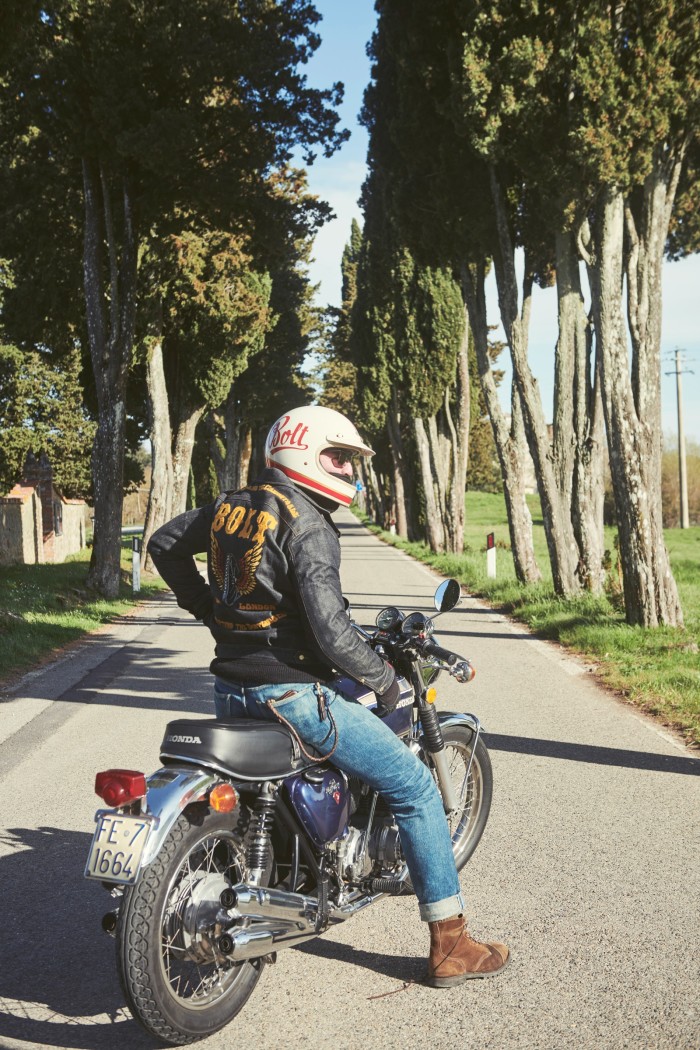 Andrew Almond rides the Honda CB750 Four on the way to Montepulciano