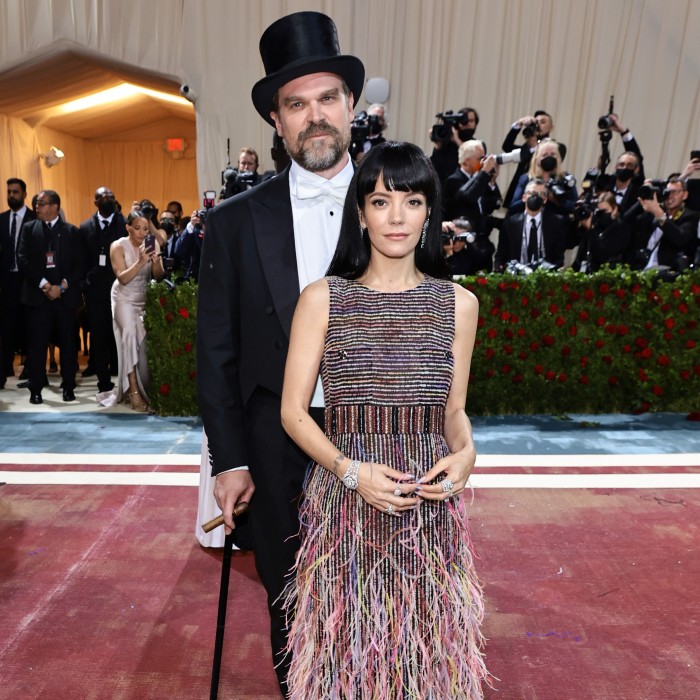 Allen with her husband, David Harbour, in New York at the Met Gala 2022