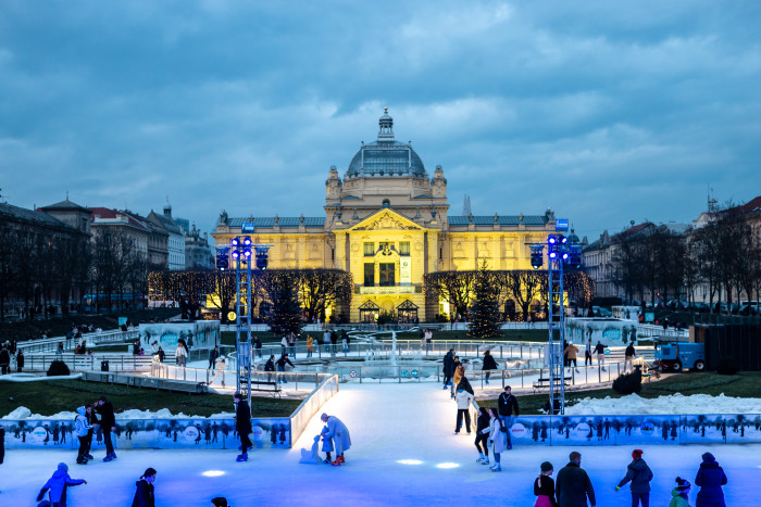 Skating in the Advent Ice Park in Zagreb