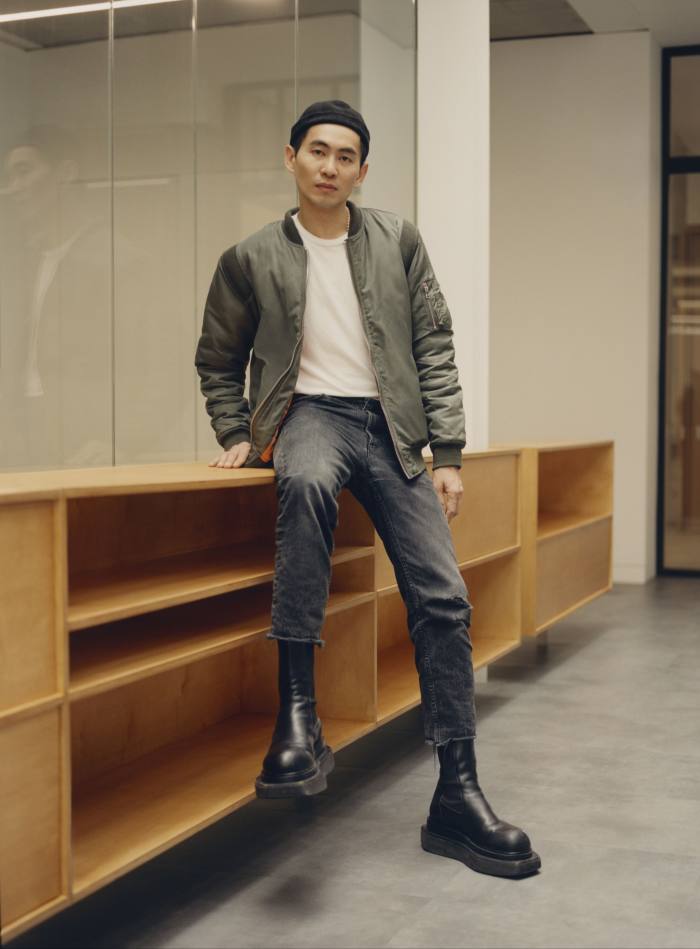 Founder Han Chong in the brand’s new east London workspace