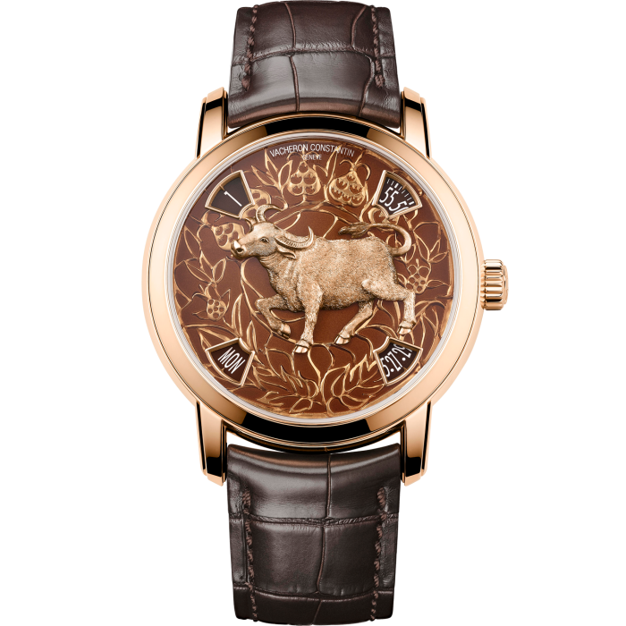 Vacheron Constantin Métiers d’Art the Legend of the Chinese Zodiac – Year of the Ox: pink gold, £107,000. Limited edition of 12