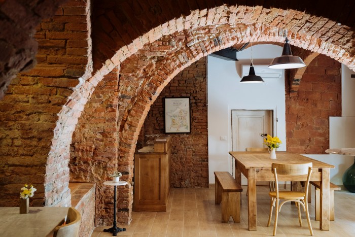 The arched vaults of Enoteca Marilu, which is housed in a former stable