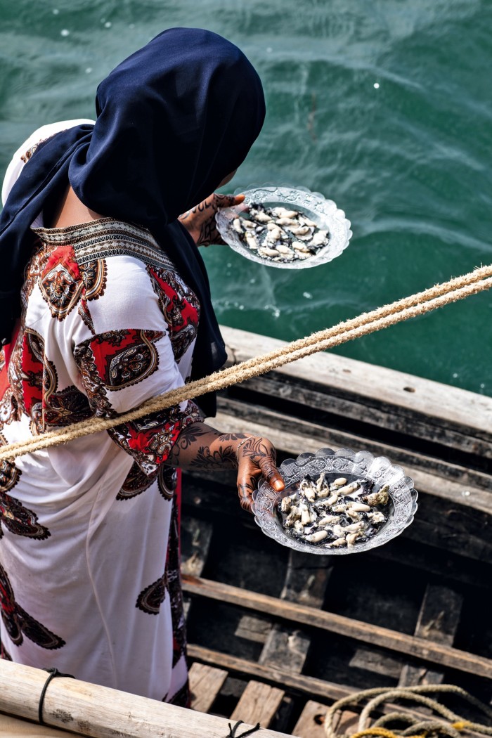 Harvesting oysters off the Lamu Archipelago