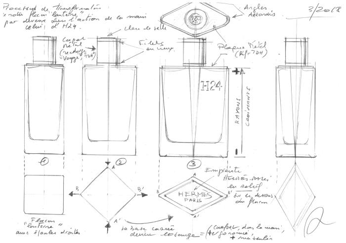 Sketches for the design of the H24 bottle
