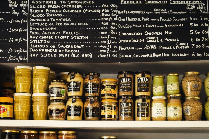 The impressive selection of Marmites and mustards