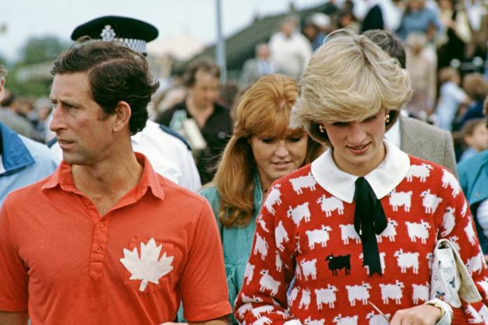 Diana, Princess of Wales, Prince Charles and Sarah Ferguson attend a polo match at Windsor, June 1983