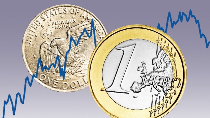 A montage of euro and dollar coins