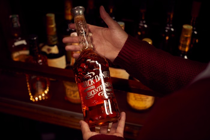 A bottle of Jack Daniel’s Bicentennial Whiskey, distilled in 1996