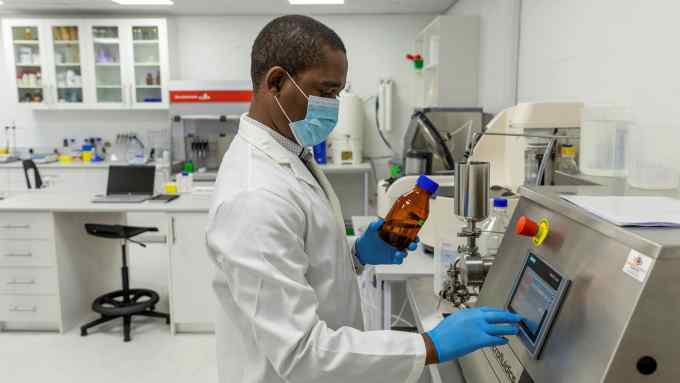 A technician at Afrigen Biologics and Vaccines, which said last month that it had successfully reproduced Moderna’s mRNA vaccine almost entirely from scratch