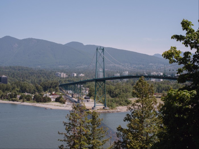 The view from Stanley Park to Lions Gate Bridge, which crosses a link