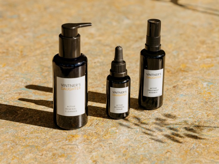 The three Vintner’s Daughter products comprise a cleanser, serum and essence