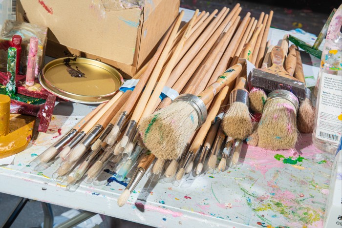 Some of Hirst’s brushes. He says: “I think from the very beginning, I’ve always wanted to be a painter”