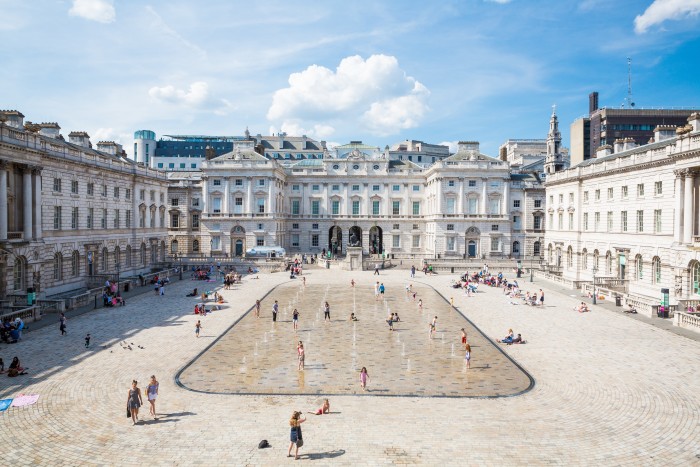 The 55 fountains in the courtyard at Somerset House